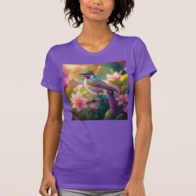 Orange Crested Rainbow Jay Fantasy Bird T-Shirt (Front)