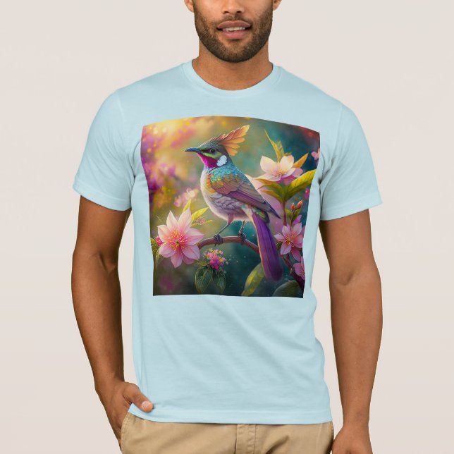 Orange Crested Rainbow Jay Fantasy Bird T-Shirt (Front)