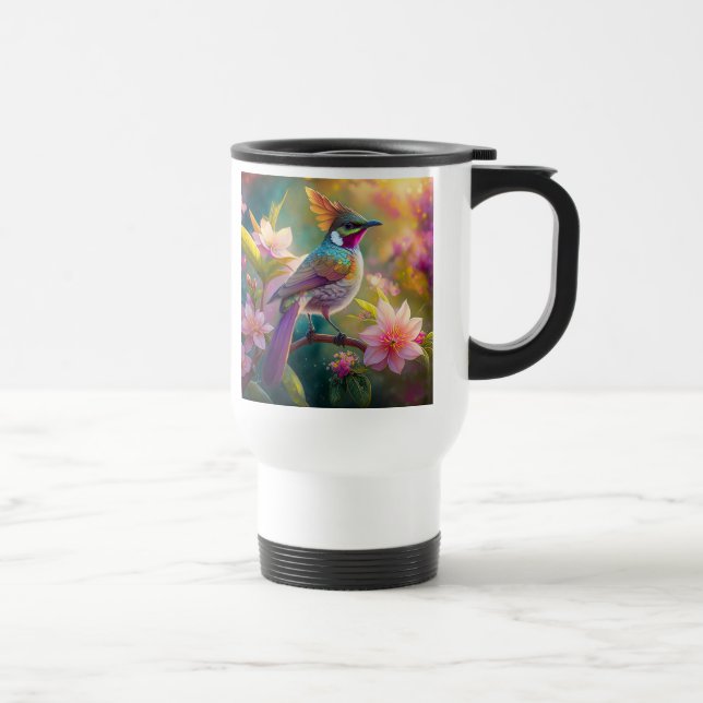 Orange Crested Rainbow Jay Fantasy Bird Travel Mug (Right)