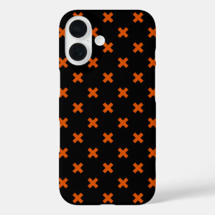Orange cross stitches on black iPhone 16 case