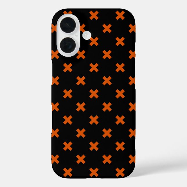 Orange cross stitches on black Case-Mate iPhone case (Back)
