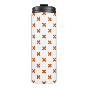 Orange cross stitches on white thermal tumbler