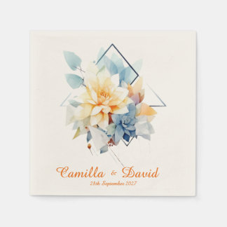 Orange Cub-Flower: Personalized Wedding Napkins