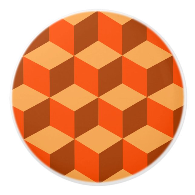 Orange Cubes Ceramic Knob (Front)