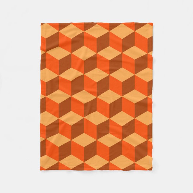 Orange Cubes Fleece Blanket (Front)
