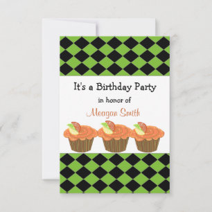 Orange Cupcake Birthday Invitation