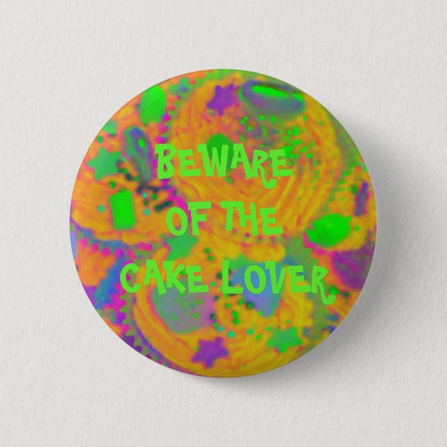 Orange Cupcakes 'cake lover' button badge (Front)
