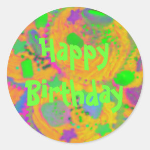 Orange Cupcakes 'Happy Birthday ' sticker