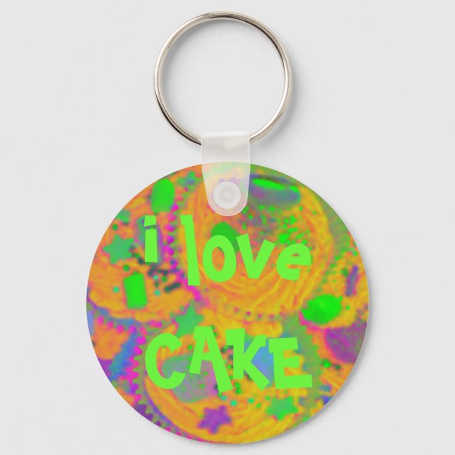 Orange Cupcakes 'i love CAKE' keychain (Front)