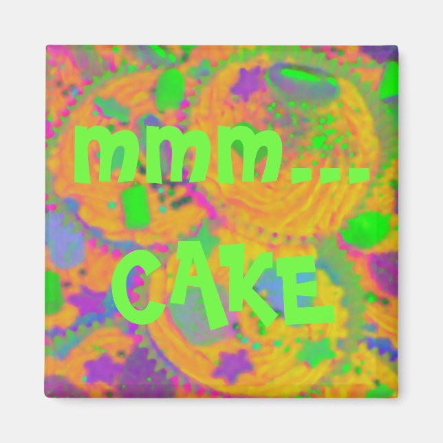 Orange Cupcakes 'mmm...cake'  fridge magnet (Front)