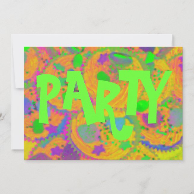 Orange Cupcakes 'Party' invitation (Front)