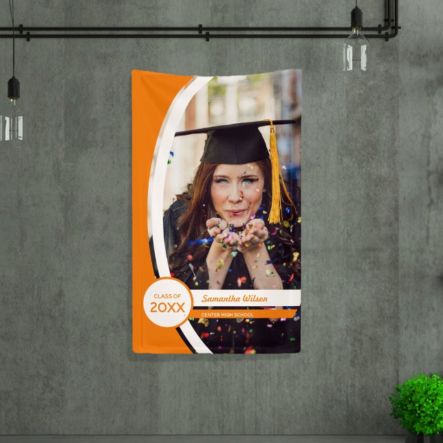 Orange Curved Frame Photo Graduation Banner (Creator Uploaded)