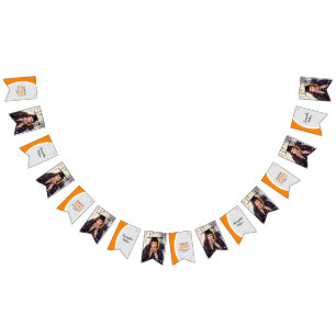 Orange Curved Frame Photo Graduation Bunting