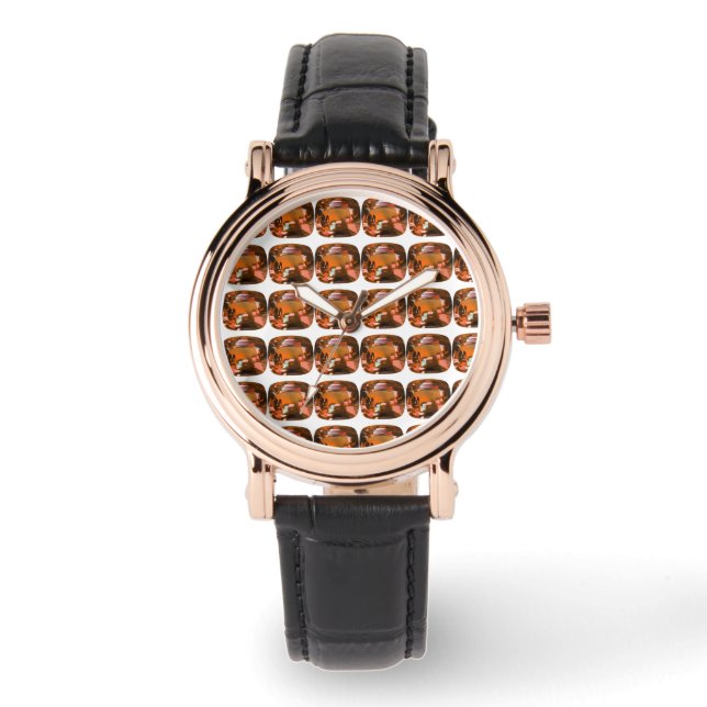 Orange Cushion-cut Pattern Watch (Front)