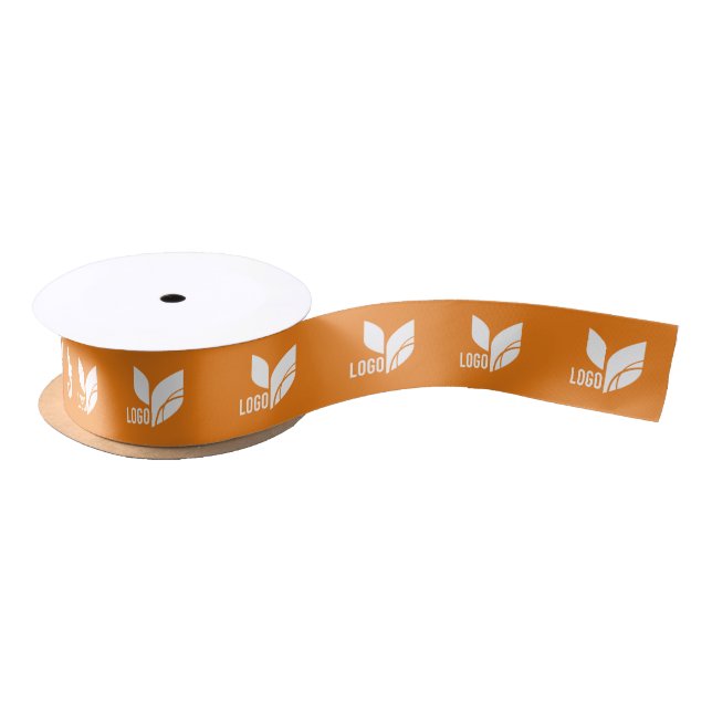 Orange Custom Business Logo Satin Ribbon (Spool)