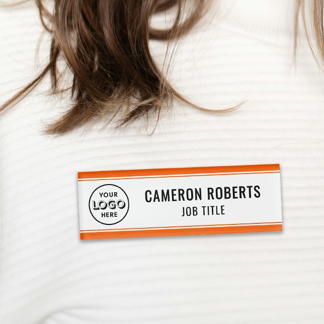 Orange Custom Company Logo Employee Name Tag (Creator Uploaded)