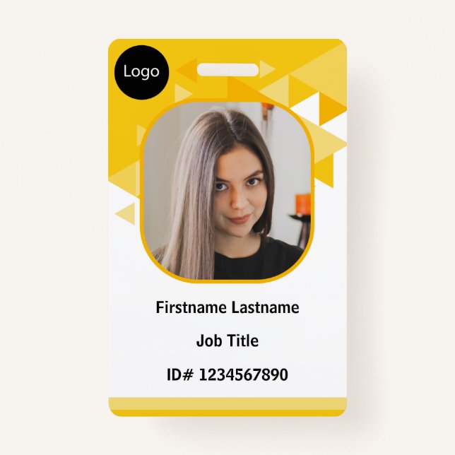 orange Custom Employee, Personalised your own id ID Badge (Front)