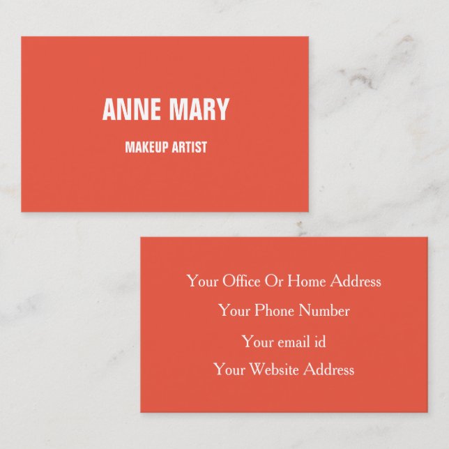 Orange Custom Makeup Artist Beauty Hair Salon Fall Business Card (Front/Back)