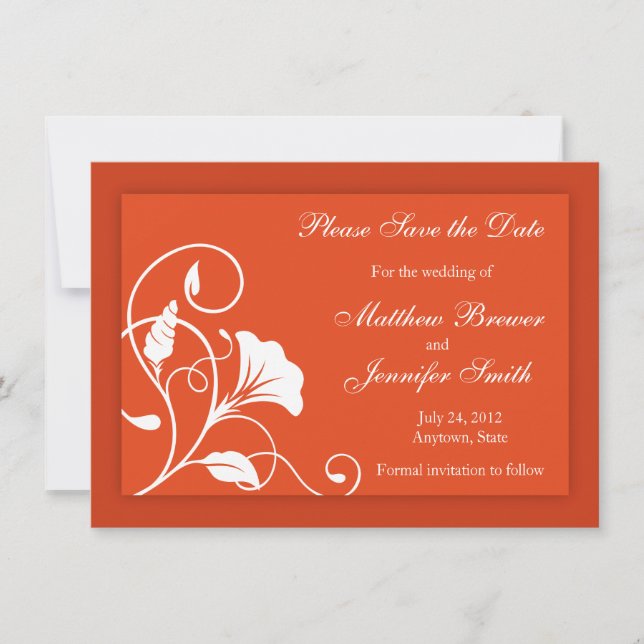 Orange Custom Save the Date Wedding Announcement (Front)