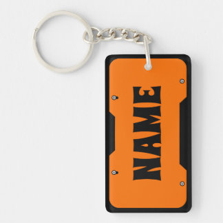 Orange Customisable Name License Plate Key Ring