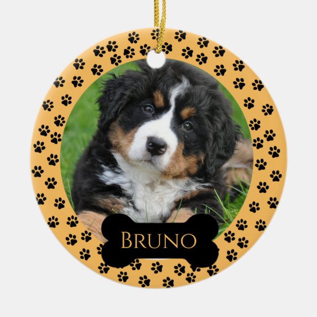 Orange Customisable Pet Ceramic Circle Ornament  (Front)
