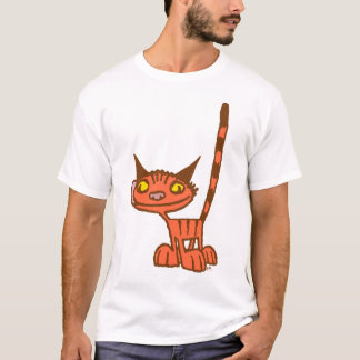 Orange Cute and Cool Kitty cartoon T-shirt