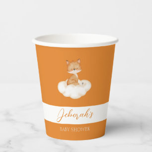 Orange Cute Fox Baby Shower Paper Cups