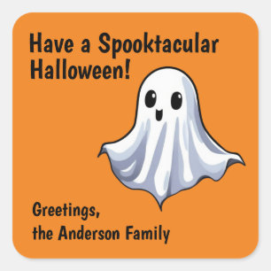 Orange Cute Halloween Ghost Sticker