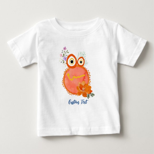 Orange Cute Little Guys Collection Custom Text Baby T-Shirt (Front)