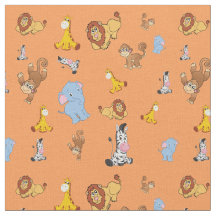 orange Cute safari animal pattern - Giraffe, eleph