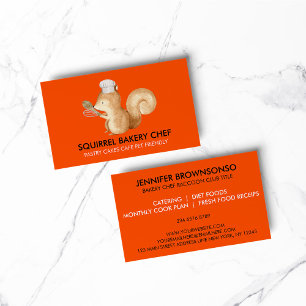 Orange Cute Squirrel Bakery Business Card