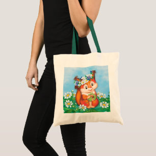 orange cute squirrel tote bag