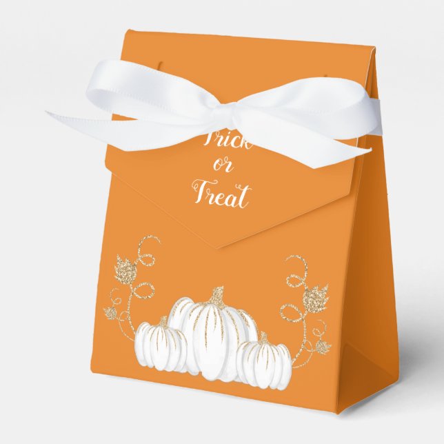 Orange Cute Trick Or Treat Pumpkin Halloween Favour Box (Front Side)