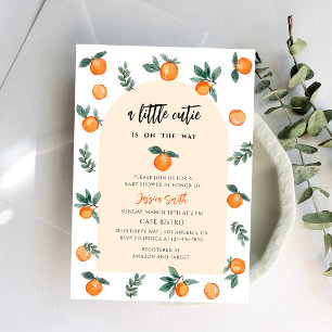 Orange Cutie Baby Shower Diaper Raffle Invitation