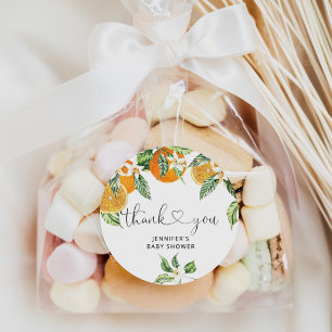 Orange Cutie Baby Shower Thank You Classic Round Sticker
