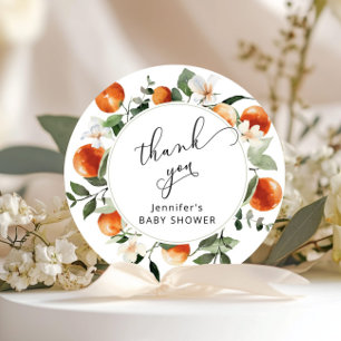 Orange Cutie Baby Shower Thank You Classic Round Sticker
