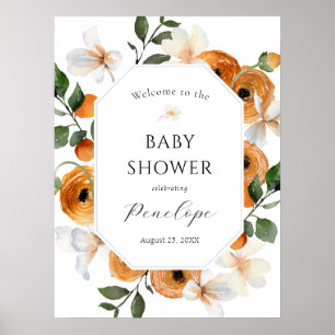 Orange Cutie Baby Shower Welcome Sign
