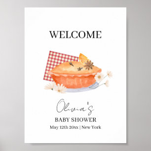 Orange Cutie Pie Flower Fall Baby Shower Welcome Poster
