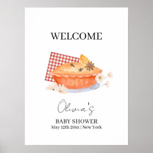 Orange Cutie Pie Flower Fall Baby Shower Welcome Poster