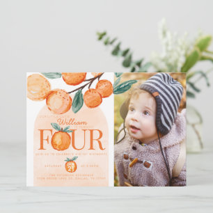 Orange Cutie turning FOUR 4th Birthday Party Invitation