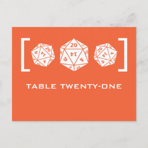 Orange D20 Dice Gamer Table Number Postcard