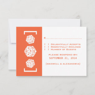 Orange D20 Dice Gamer Wedding Response Card