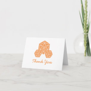 Orange D20 Dice Thank You Card