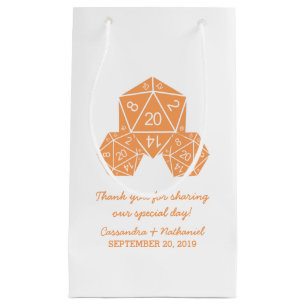 Orange D20 Dice Wedding Gift Bag