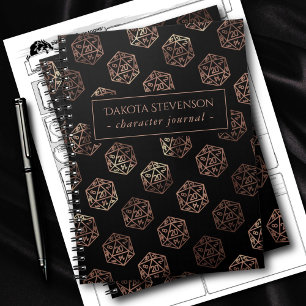 Orange D20 Pattern   Roleplayer PnP Dice Character Notebook
