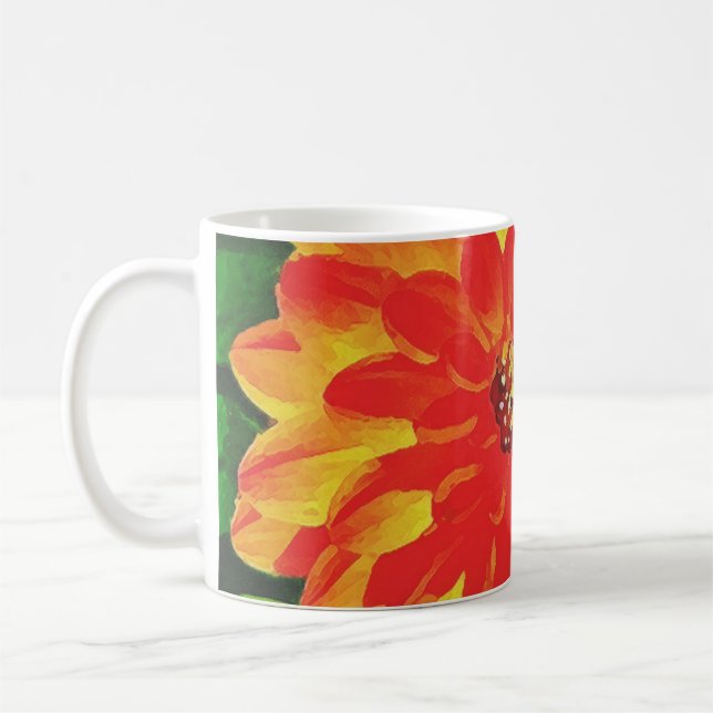 Orange Dahlia Coffee Mug (Left)