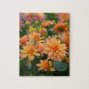 Orange dahlia flower garden jigsaw puzzle