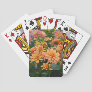 Orange dahlia flower garden playing cards