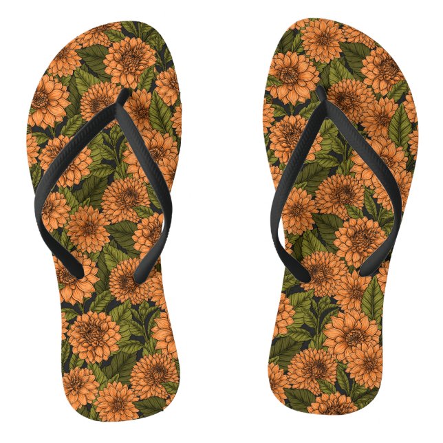 Orange Dahlia garden Jandals (Footbed)