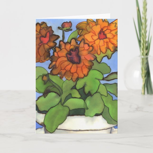 Orange Dahlia Greetings Card (Front)